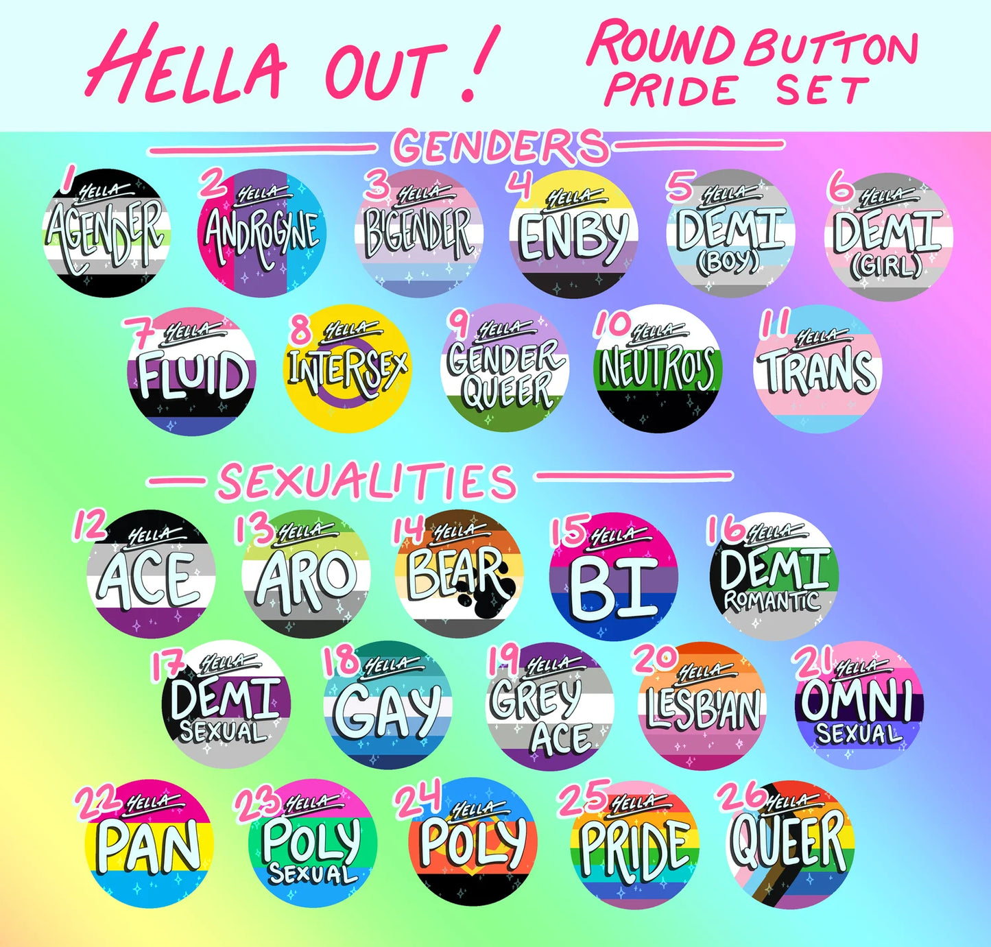 Hella Out! Pride Buttons!