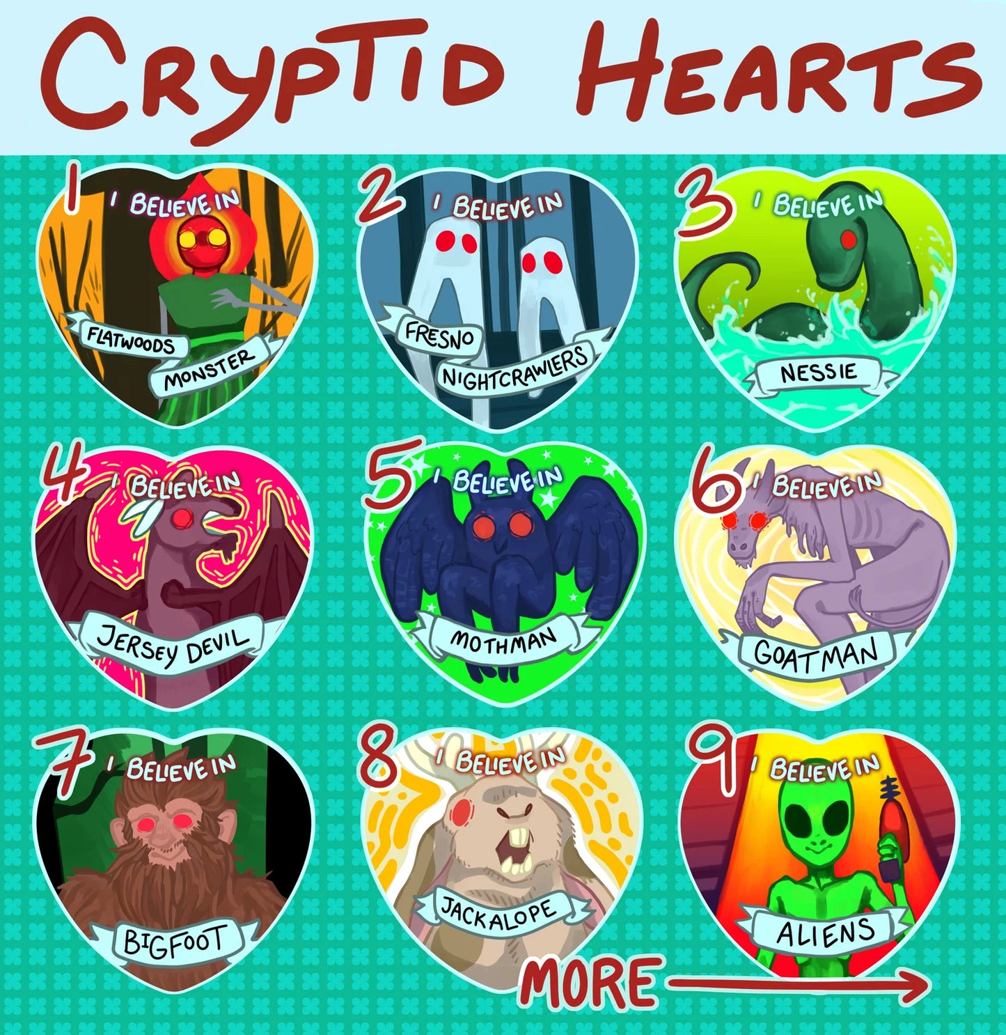 Cryptid Heart Buttons!