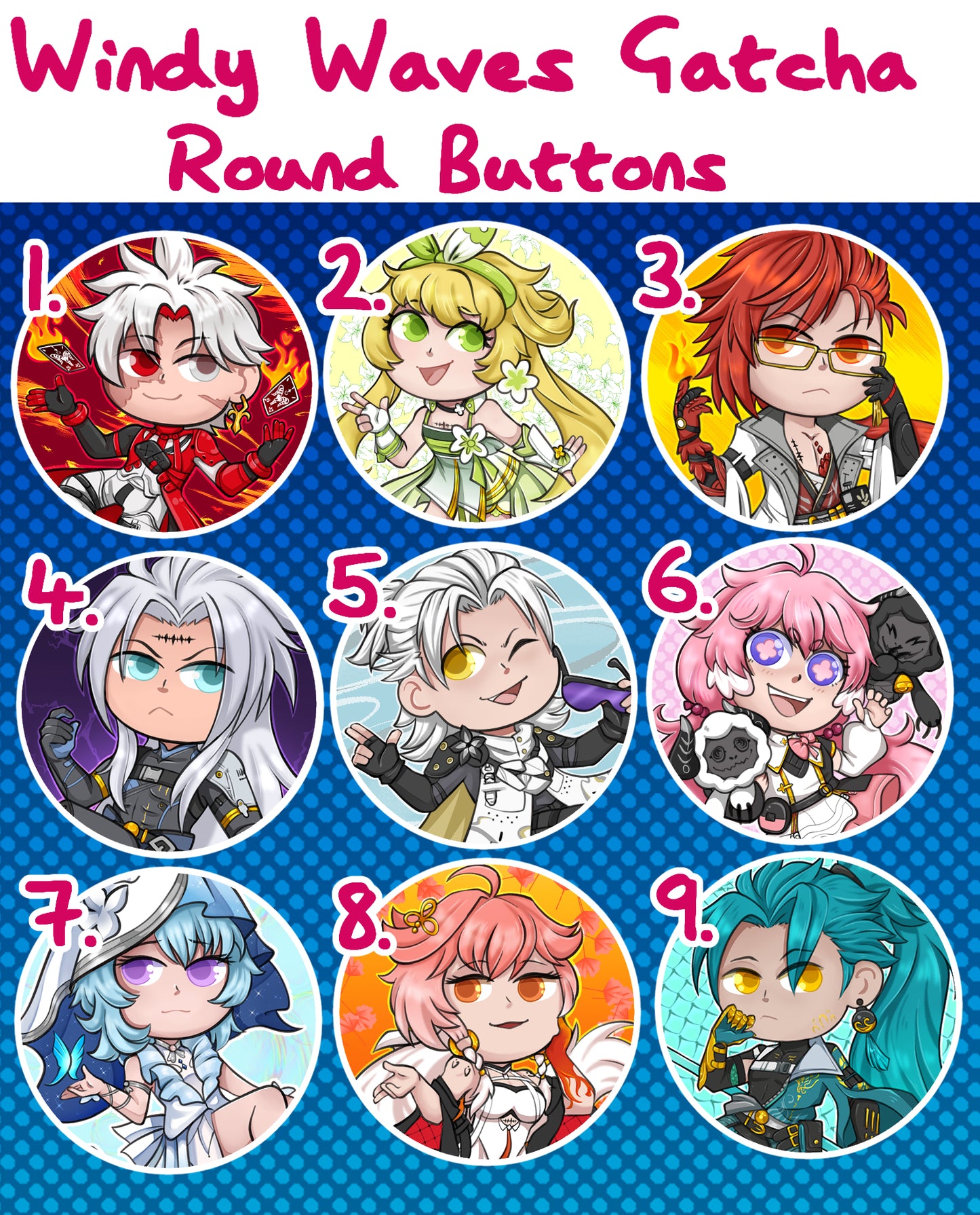 Windy Waves Gatcha Round Buttons!
