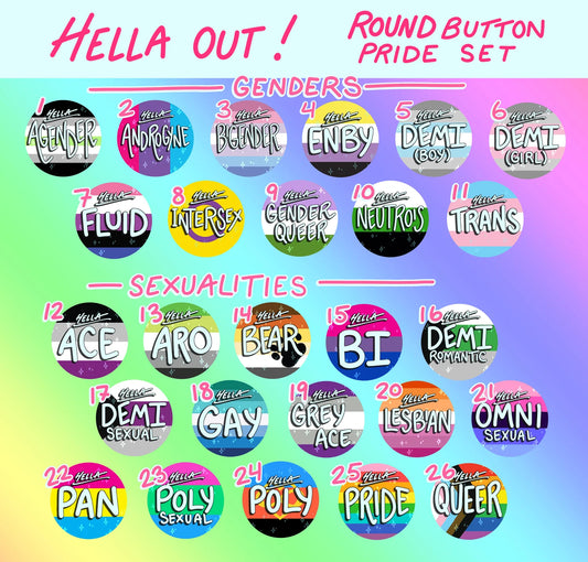 Hella Out! Pride Buttons!