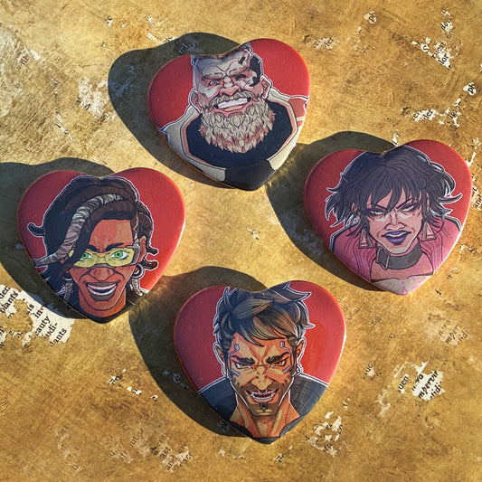 Edgylands Four Hunters Heart Buttons!