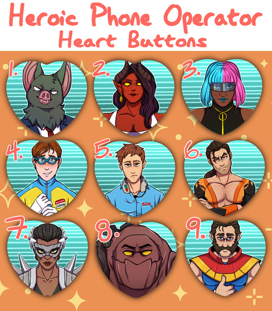 Heroic Phone Operator Heart Buttons!