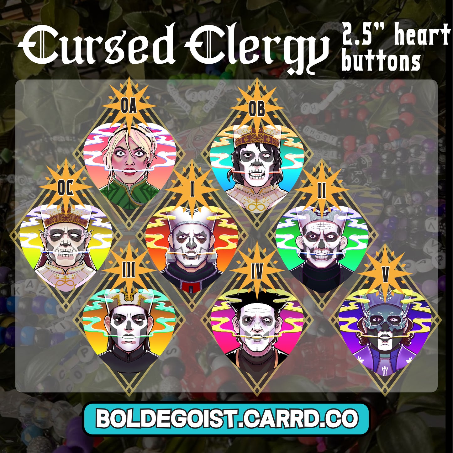 Cursed Clergy Heart Buttons!