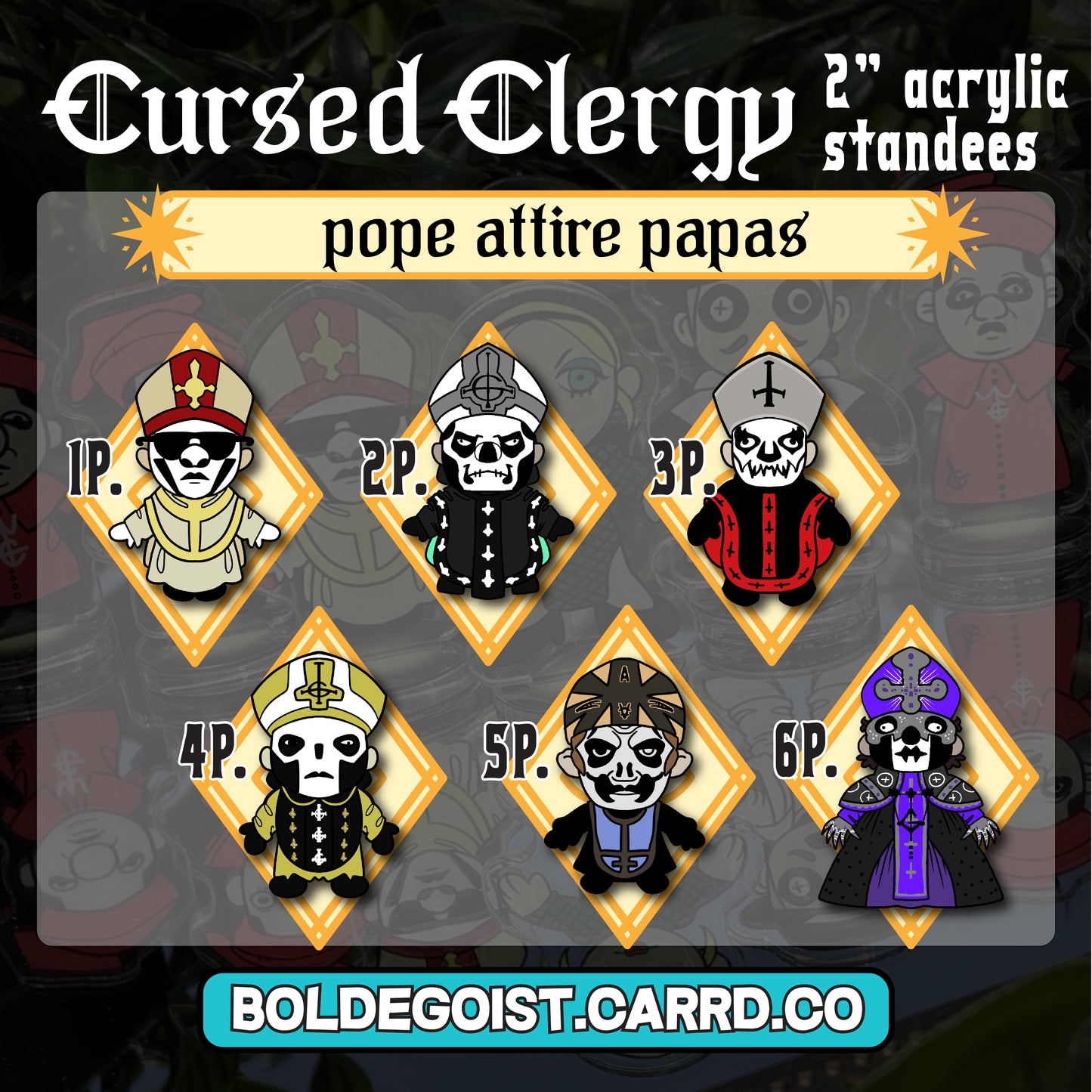 'Cursed Clergy | GONST' Mini Acrylic Standees!